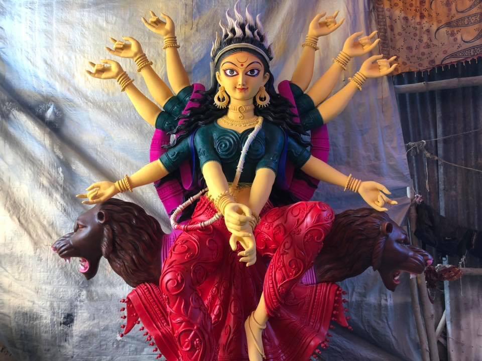 Goddess Durga seated upon her vahana, Lion
