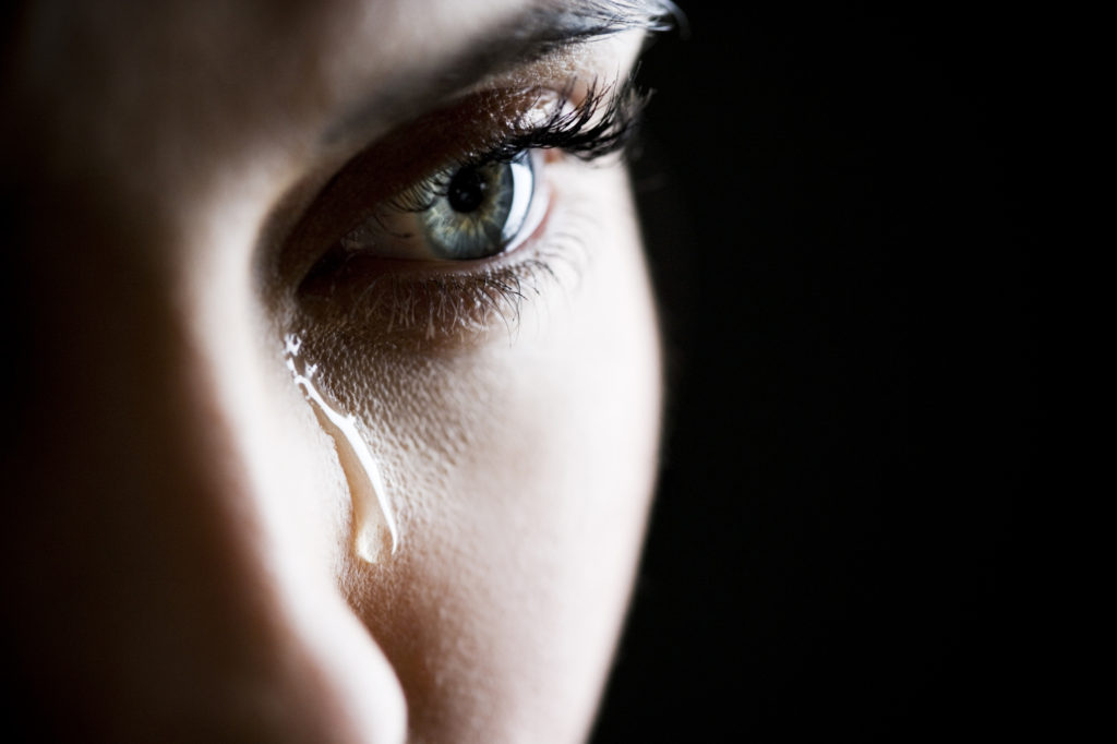 Close up of woman crying