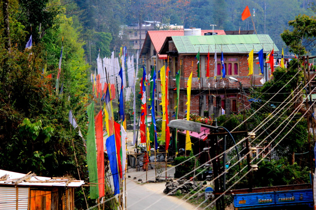 The Buddhist Prayer Flags fluttering in Rinchenpong