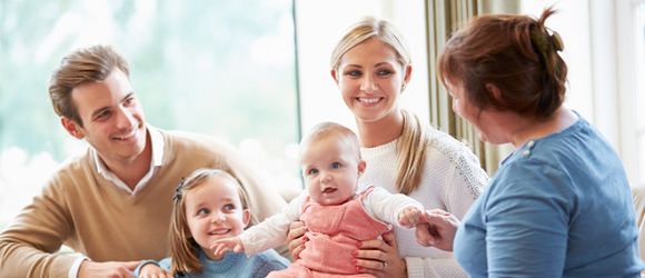 Parents and nanny with kids