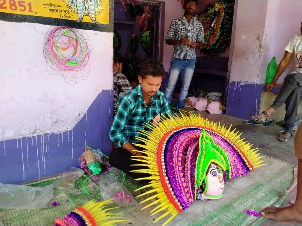 Chau mask makers at Charidah village West Bengal